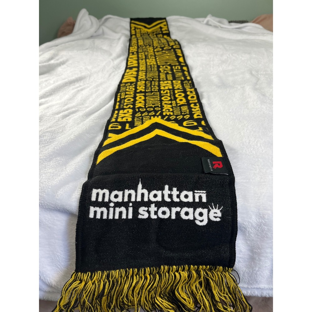 Ruffneck Manhattan Mini Storage Mart Scarf Black Yellow Knit Soccer Style Fringe